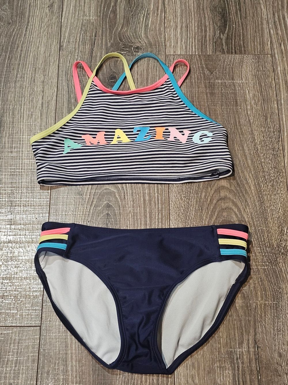 Cat & Jack Navy Two Piece Swimsuit Size 10/12